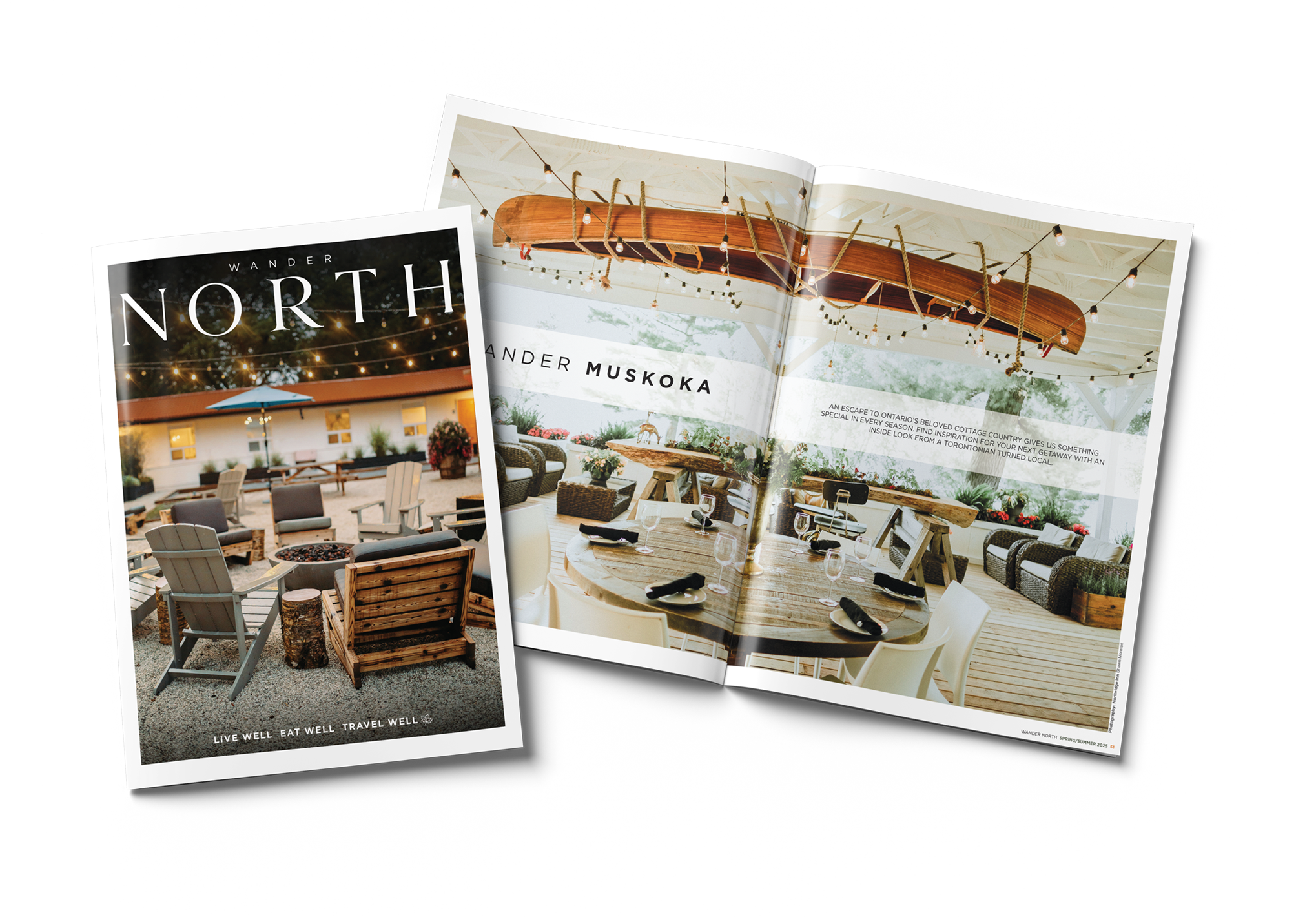 Wander North cover and Muskoka editorial spread